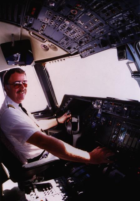 D.A. Francis seated at the flight controls